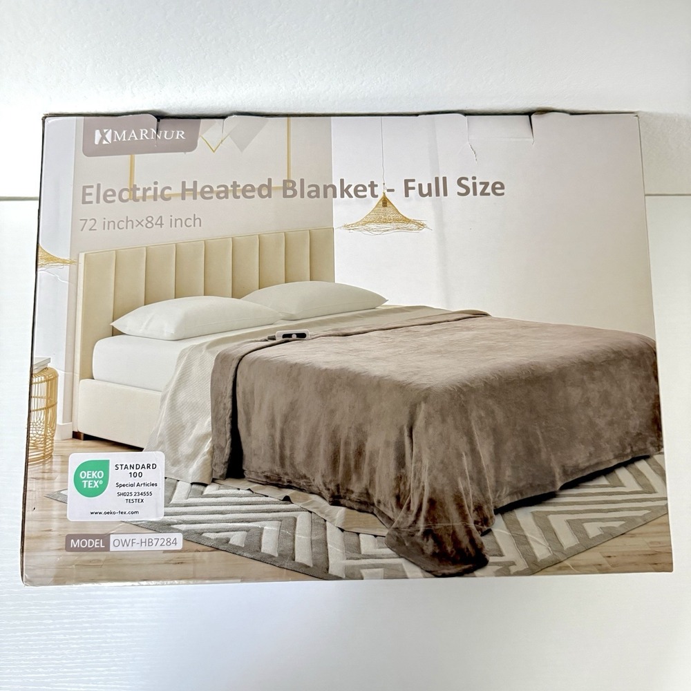 NEW Electric Heated Blanket Full Size 72" x 84" Marnur, 6 Heat Settings OEKO TEX